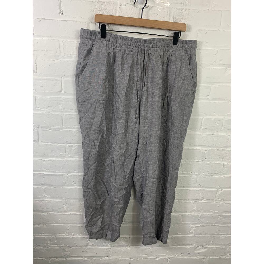Jones New York Women's Straight Leg Linen Blend Pants Stretch Gray Size XL